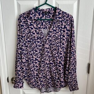 Velvet Heart Floral Print Blouse Ladies Long‎ Sleeve Button Down Shirt Size M